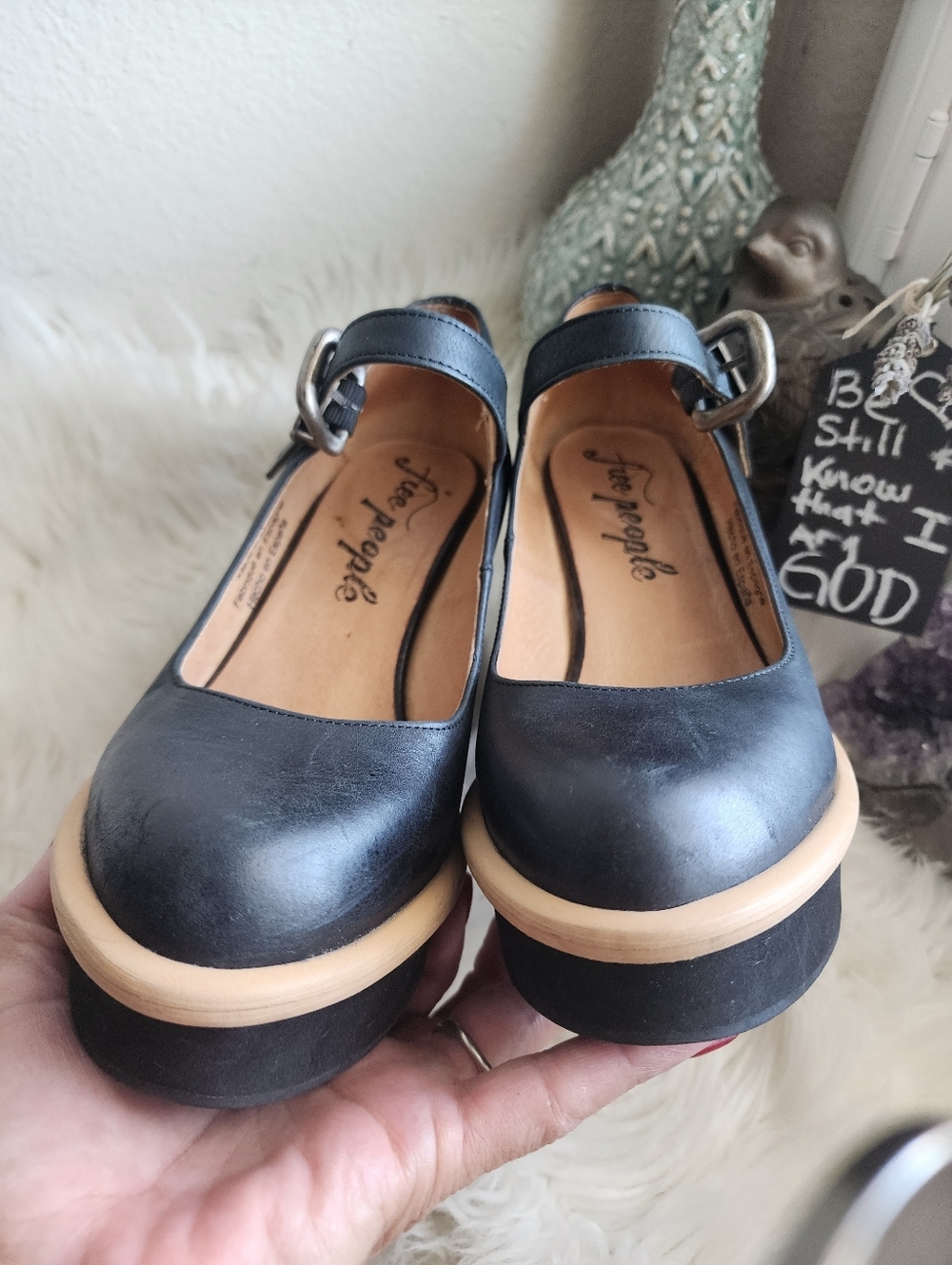 FREE PEOPLE MARY JANE PLATFORM WOMENS HEELS LEATHER MADE IN SPAIN SIZE 37 - Picture 6 of 15